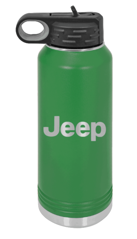 Jeep - 32oz Water Bottle Laser Engraved- Green