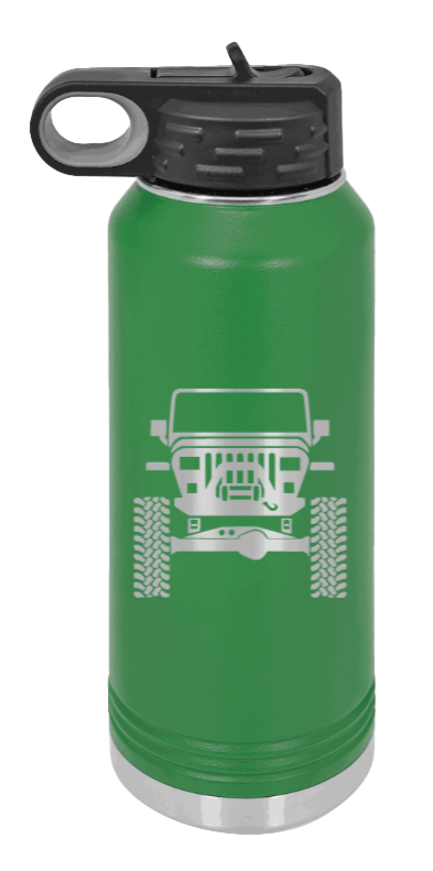 Jeep YJ - 32oz Water Bottle Laser Engraved- Green