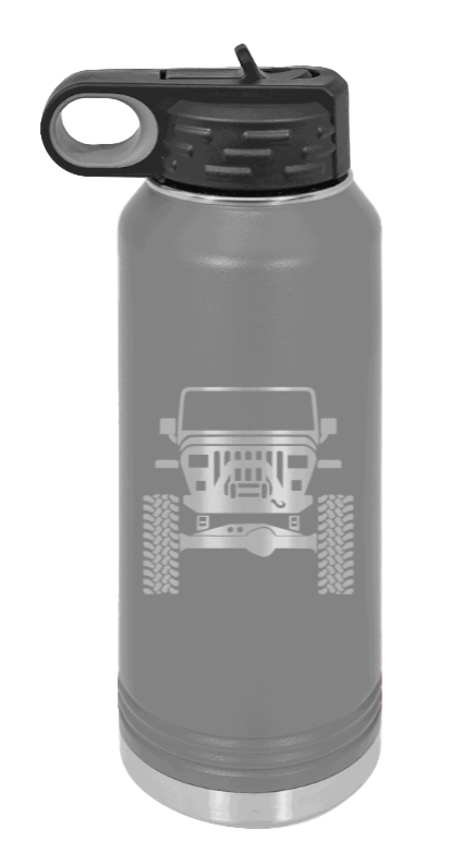 Jeep YJ - 32oz Water Bottle Laser Engraved- Dark Grey
