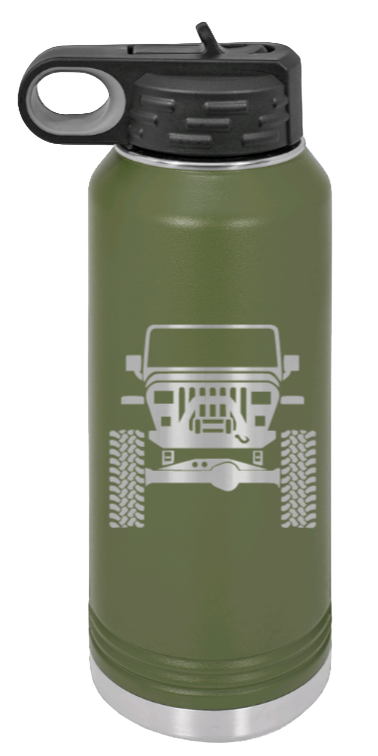 Jeep YJ - 32oz Water Bottle Laser Engraved- Olive