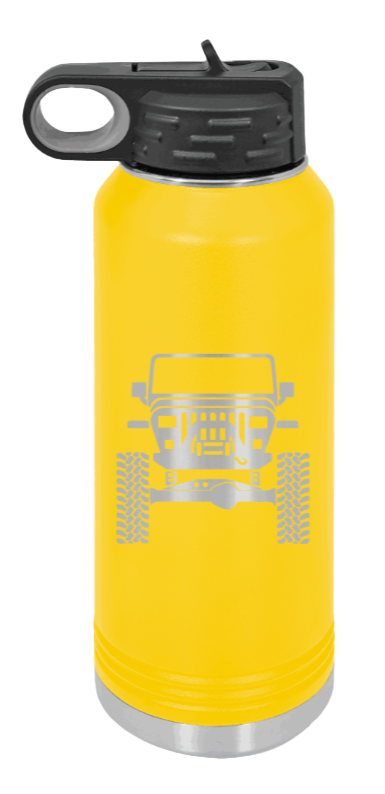 Jeep YJ - 32oz Water Bottle Laser Engraved- Yellow