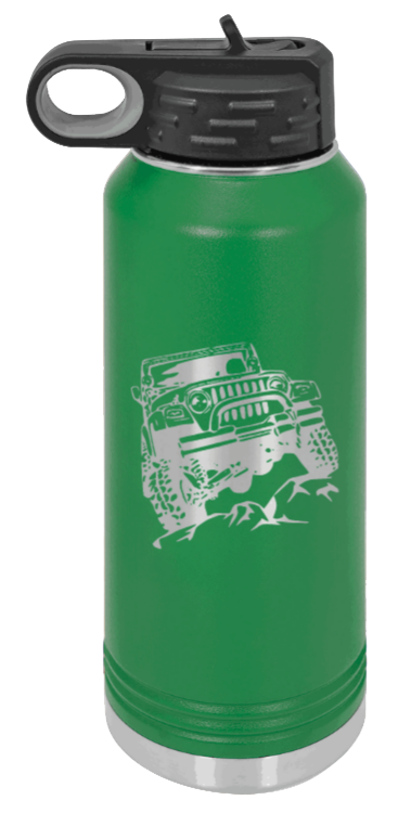 TJ Crawler - 32oz Water Bottle Laser Engraved- Green