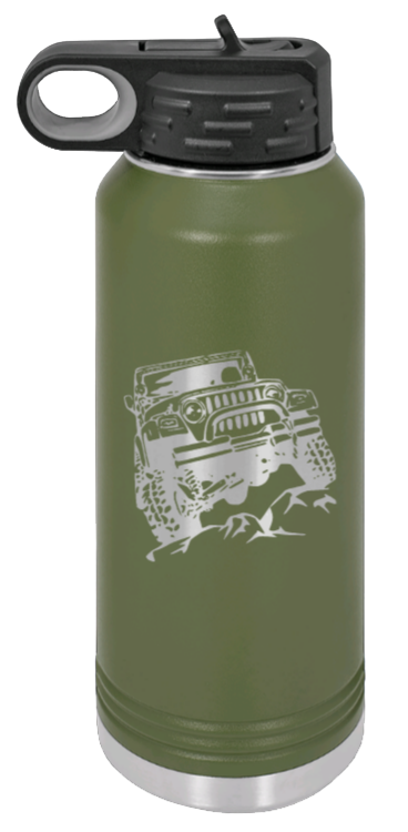 TJ Crawler - 32oz Water Bottle Laser Engraved- Olive