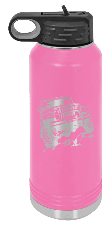 TJ Crawler - 32oz Water Bottle Laser Engraved- Pink