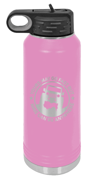 Mine Can Go Anywhere - 32oz Water Bottle Laser Engraved- Light Purple