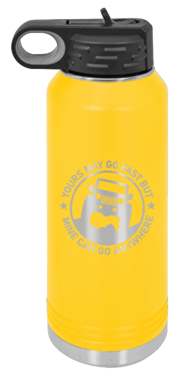 Mine Can Go Anywhere - 32oz Water Bottle Laser Engraved- Yellow