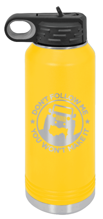 Don't Follow Me - 32oz Water Bottle Laser Engraved- Yellow