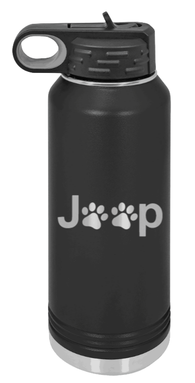 Jeep Paws - 32oz Water Bottle Laser Engraved- Black