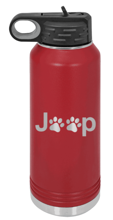 Jeep Paws - 32oz Water Bottle Laser Engraved- Maroon
