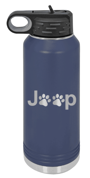 Jeep Paws - 32oz Water Bottle Laser Engraved- Navy