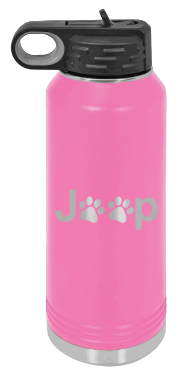 Jeep Paws - 32oz Water Bottle Laser Engraved- Pink