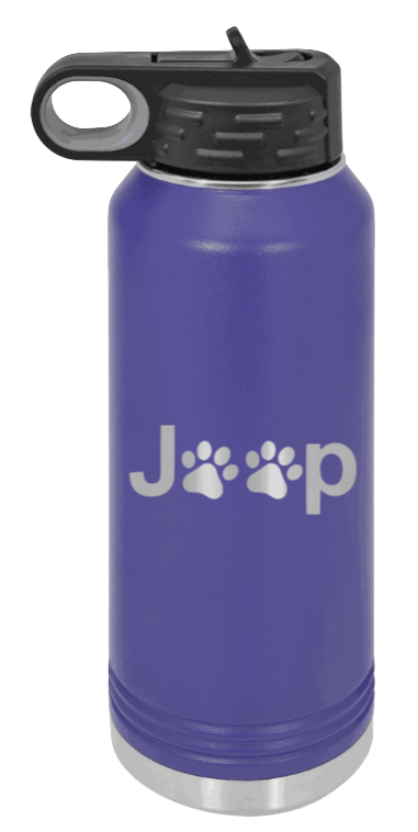 Jeep Paws - 32oz Water Bottle Laser Engraved- Purple