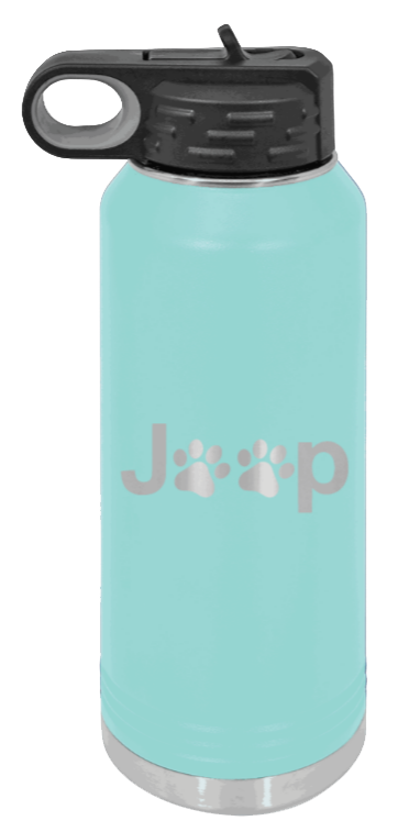 Jeep Paws - 32oz Water Bottle Laser Engraved- Teal