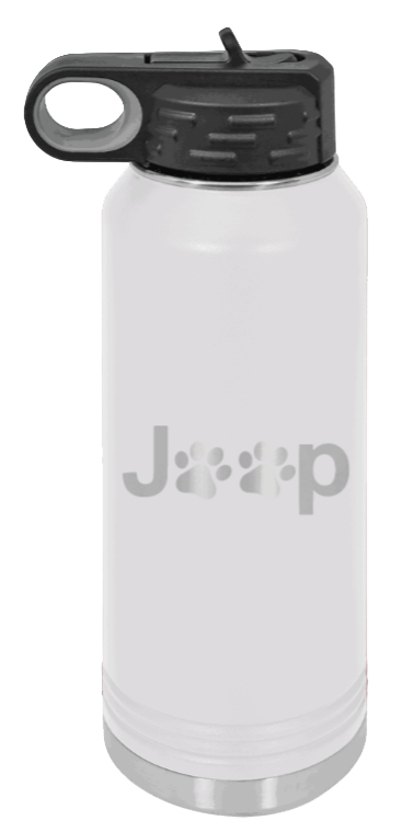Jeep Paws - 32oz Water Bottle Laser Engraved- White