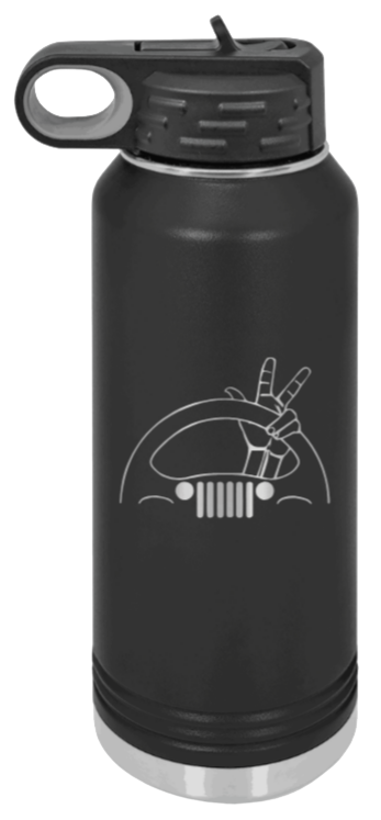 Jeep Wave 2 - 32oz Water Bottle Laser Engraved- Black