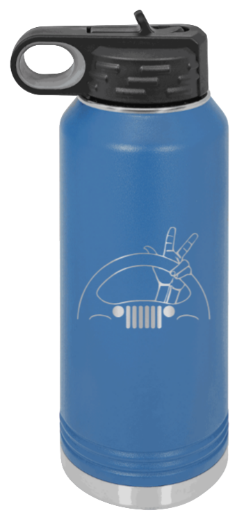 Jeep Wave 2 - 32oz Water Bottle Laser Engraved- Royal Blue