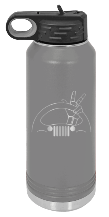 Jeep Wave 2 - 32oz Water Bottle Laser Engraved- Dark Grey