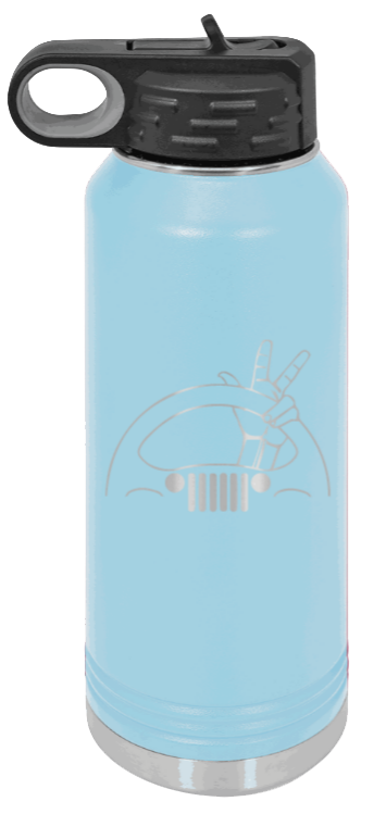 Jeep Wave 2 - 32oz Water Bottle Laser Engraved- Light Blue