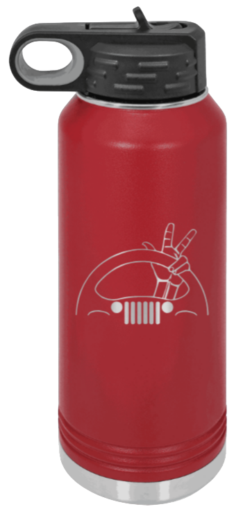 Jeep Wave 2 - 32oz Water Bottle Laser Engraved- Maroon