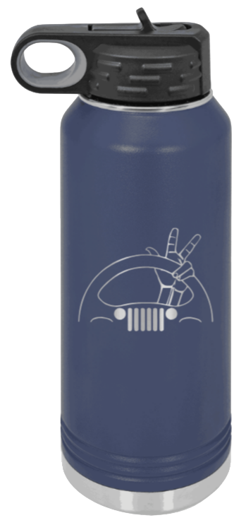Jeep Wave 2 - 32oz Water Bottle Laser Engraved- Navy