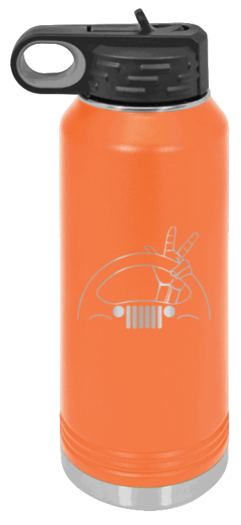 Jeep Wave 2 - 32oz Water Bottle Laser Engraved- Orange