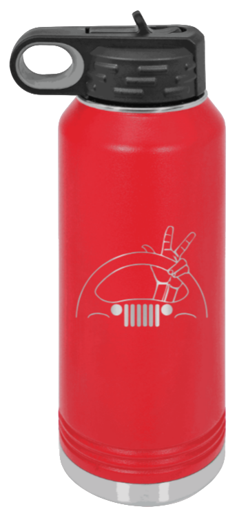Jeep Wave 2 - 32oz Water Bottle Laser Engraved- Red