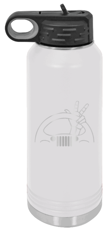 Jeep Wave 2 - 32oz Water Bottle Laser Engraved- White