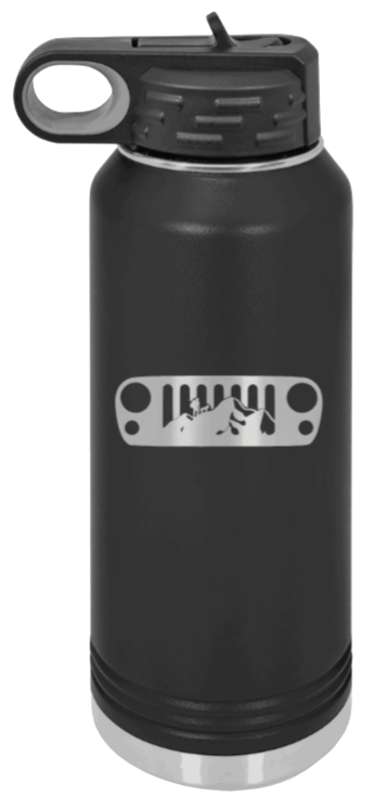 JK Grill Mountains - 32oz Water Bottle Laser Engraved- Black