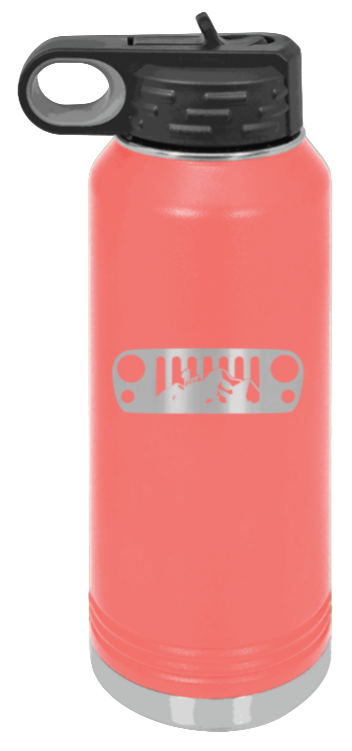 JK Grill Mountains - 32oz Water Bottle Laser Engraved- Coral