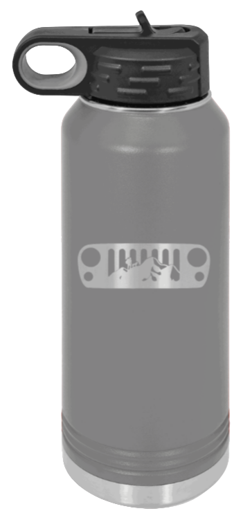 JK Grill Mountains - 32oz Water Bottle Laser Engraved- Dark Grey