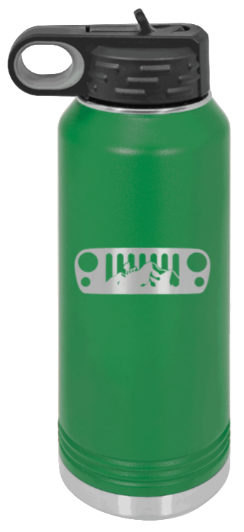 JK Grill Mountains - 32oz Water Bottle Laser Engraved- Green