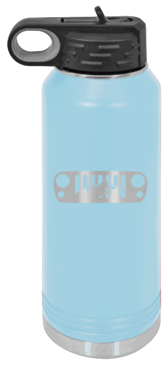 JK Grill Mountains - 32oz Water Bottle Laser Engraved- Light Blue