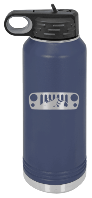 JK Grill Mountains - 32oz Water Bottle Laser Engraved- Navy