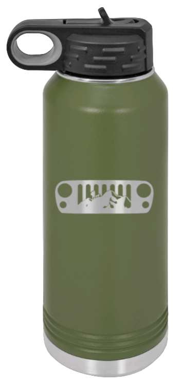 JK Grill Mountains - 32oz Water Bottle Laser Engraved- Olive