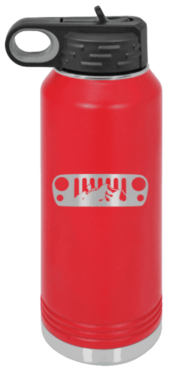 JK Grill Mountains - 32oz Water Bottle Laser Engraved- Red