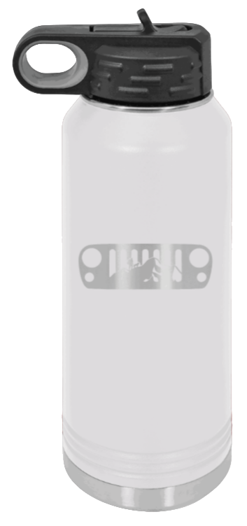 JK Grill Mountains - 32oz Water Bottle Laser Engraved- White
