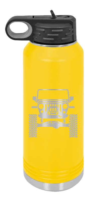 Jeep TJ - 32oz Water Bottle Laser Engraved- Yellow