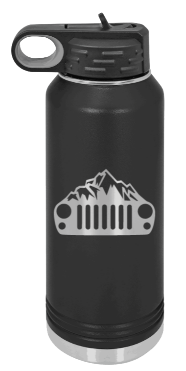 JK Mountains - 32oz Water Bottle Laser Engraved- Black