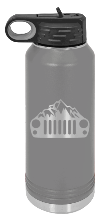 JK Mountains - 32oz Water Bottle Laser Engraved- Dark Grey