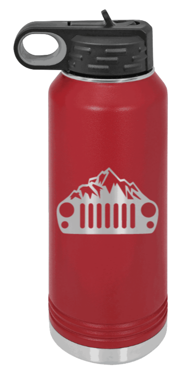 JK Mountains - 32oz Water Bottle Laser Engraved- Maroon