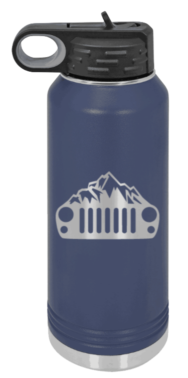 JK Mountains - 32oz Water Bottle Laser Engraved- Navy