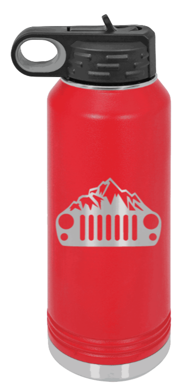 JK Mountains - 32oz Water Bottle Laser Engraved- Red