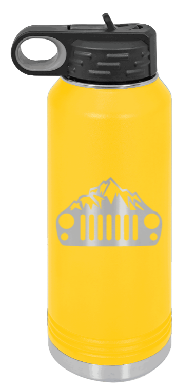 JK Mountains - 32oz Water Bottle Laser Engraved- Yellow
