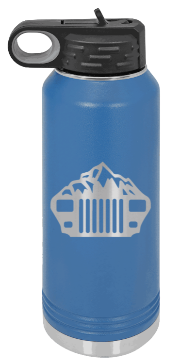 YJ Mountains - 32oz Water Bottle Laser Engraved- Royal Blue