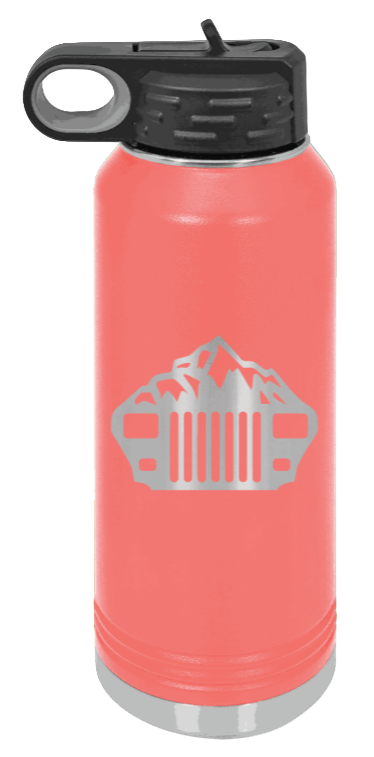YJ Mountains - 32oz Water Bottle Laser Engraved- Coral