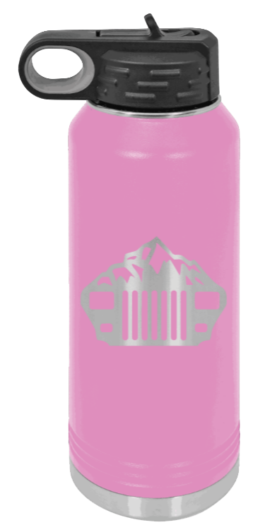 YJ Mountains - 32oz Water Bottle Laser Engraved- Light Purple