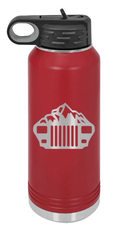 YJ Mountains - 32oz Water Bottle Laser Engraved- Maroon