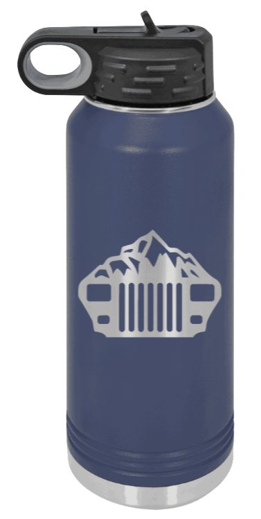 YJ Mountains - 32oz Water Bottle Laser Engraved- Navy