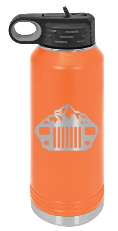 YJ Mountains - 32oz Water Bottle Laser Engraved- Orange