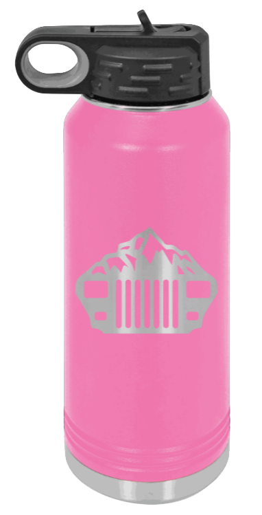 YJ Mountains - 32oz Water Bottle Laser Engraved- Pink